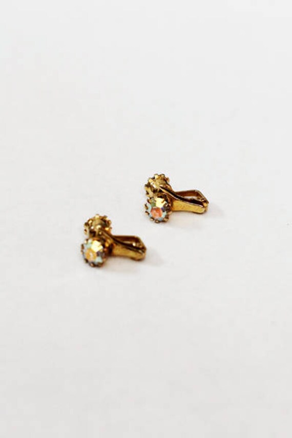 1960s Double Sided AB Crystal & Crystal Gold Clip 