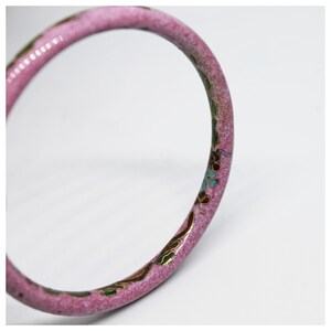 Vintage 70s Cloisonne Pink & Blue Floral Botanical Enamel Bangle Vintage Jewelry Antique Jewelry Stacking Bangles Vintage Bangle image 4