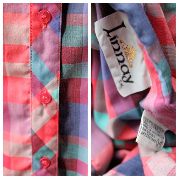 Vintage 1980s Light Purple Plaid Blouse Vintage 1980s Light Purple Plaid Blouse