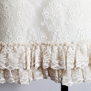 1960s Cream Lace Ruffle Vintage Drop Waist Shift Dress 60s Vintage Bridal Shower Dress Engagement Bride Wedding Dresses Prom image 5