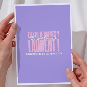 TikTok Humor Postcard – “Oh fuck Laurent”, Cult Replica, Funny and Pop Culture Decoration, Original Digital Art