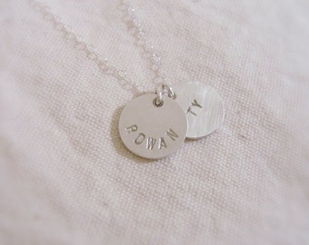 Dear Love - Two name necklace, Disc necklace, Initial necklace, Personalized necklace, Sterling silver