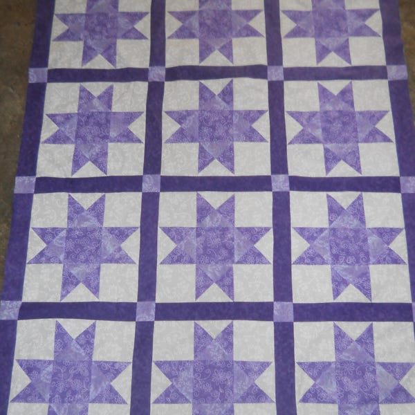 Purple Stars   --  quilt top  **new**  (45 x 58)