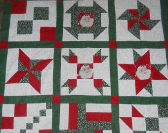 Christmas/Santa  Sampler  --  quilt top  **new**  (45 x 58)