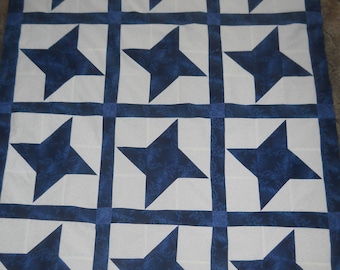 Blue Stars  --  quilt top  **new**  (45 x 58)
