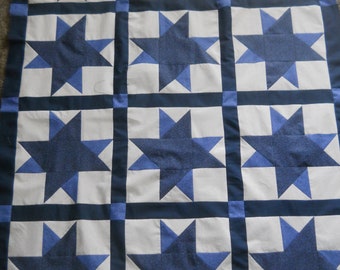 Blue Stars  --  quilt top  **new**  (45 x 58)