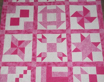 Pink Sampler    --  quilt top    NEW  (45 x 58)