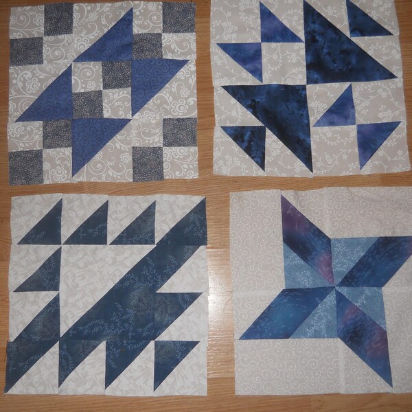 Purple & Navy 18 quilt blocks