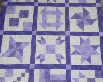 Purple Sampler  --  quilt top  **new**  (45 x 58)