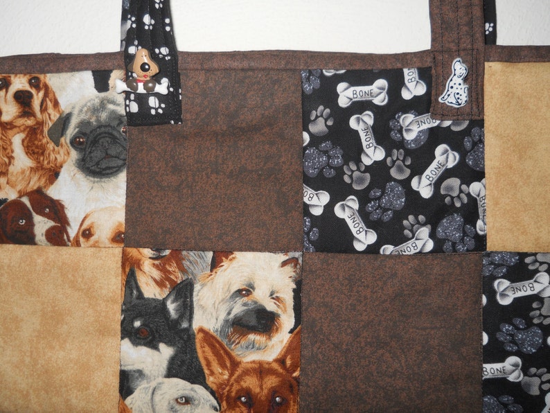 Dogs Quilted Tote 13 X 13 Etsy