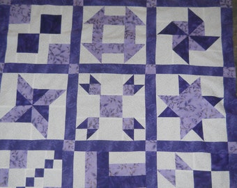 Purple  Sampler  --  quilt top  **new**  (45 x 58)