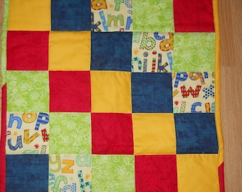Colorful ABC's Baby Quilt   --  new    (21 x 28)