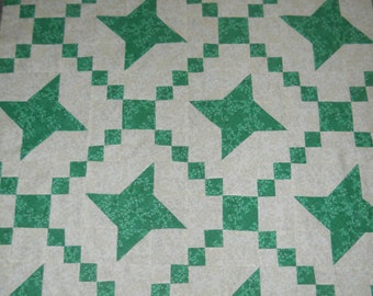 Green Stars  --  quilt top  **new**  (48 x 60)