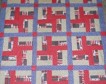 Patriotic   --  quilt top  **new**  (45 x 58)