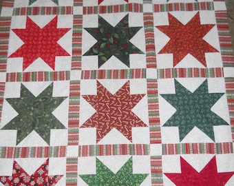 Christmas Stars  --  quilt top  **new**  (48 x 60)