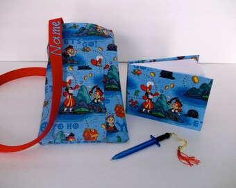 Disney Jake from Neverland Jake the pirate autograph book bag with book, bag, and pen personalized for FREE adjustable strap