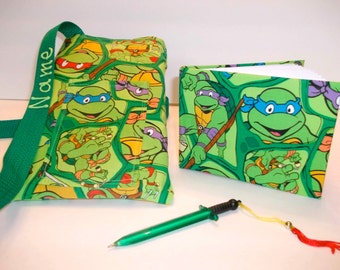 Disney Ninja Turtles autograph book bag with book and pen PERSONALIZED for FREE adjustable strap