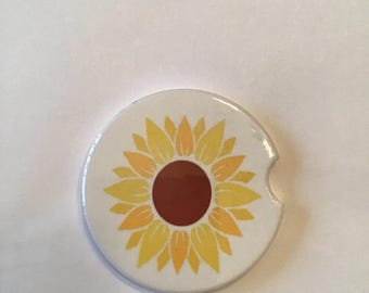 Two Colored Sunflower  Vehicle Car Coaster