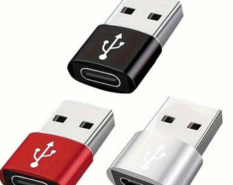 3 Pcs USB C Adapter USB A | Type C Female to USB Male | Fast Charging & Data Transfer Aluminum Alloy