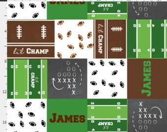 PERSONALIZED Football Quilt Name Fabric by the Yard 21 - Lil Champ Sports Quilt | Gauze, Quilting, Cotton, Minky, Fleece, Organic Cotton