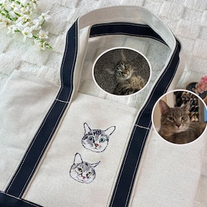Einkaufstasche für Hunde - Individuelle Haustier Gesicht Stickerei Einkaufstasche - Haustier Porträt Canvas Einkaufstasche mit Haustier Name - Hundemama Einkaufstasche - Geschenke für Katzenliebhaber