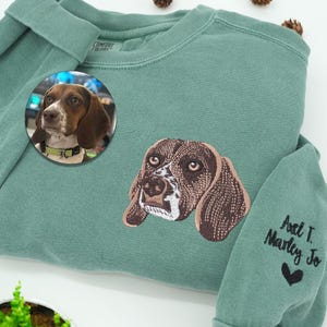 Comfort Colors® Custom Embroidered Pet Sweatshirt From Your Photo - Dog Cat Face Crewneck - Pet Sweatshirt With Pet Name - Father's Day Gift