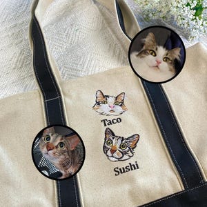 Benutzerdefinierte Haustier Gesicht Stickerei Canvas Tragetasche - Haustier Porträt Tasche - Hundetasche für Frauen - Hundemama Tasche - Weihnachtshundeliebhaber Tasche für Mama -Strandtasche