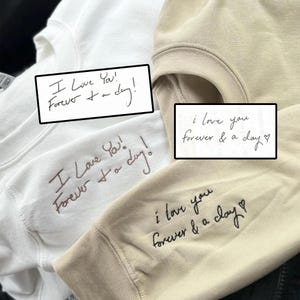 Op maat gemaakt sweatshirt met geborduurd handschrift - hoodie met geborduurd handschrift - Dads Day cadeau-ideeën van vrouw - bericht voor vader van moeder