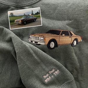 Personalized Father's Day Gift For Daddy - Custom Embroidered Car Hoodie -  Car Photo Embroidered -  Custom Car Guy Gift - Car Lover Gift