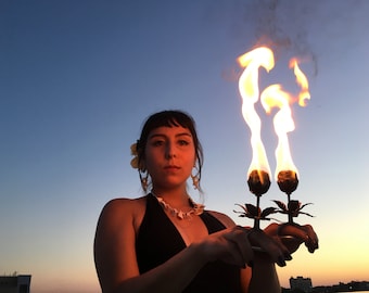 Petal Palm Torches | Kevlar Fire Dancing Props | Handmade Fire Performance Gear | USA Made