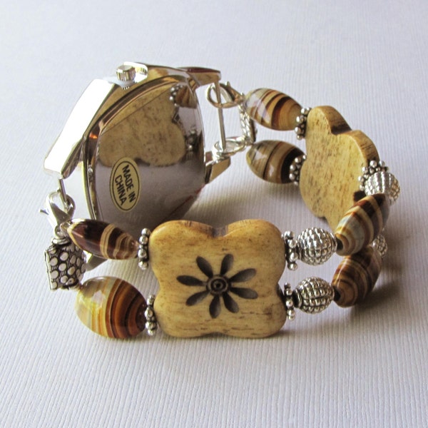 Brown flower interchangeable watch band