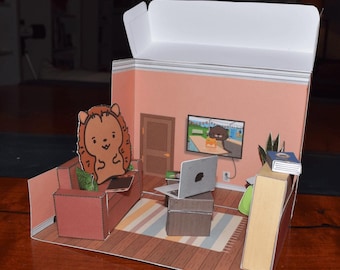 Hedgehog Living Room Play Set - Printable DIY Children's Activity, Fun Home Learning Craft, Educational Toy for Kids, Digital Download, PDF
