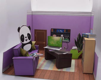 Panda vardagsrumslekset - Utskrivbar gör-det-själv-barnaktivitet, roligt pyssel för hemmet, pedagogisk leksak för barn, digital nedladdning, PDF