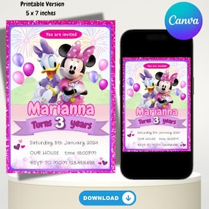 Minnie Mouse and Daisy Editable Party Invitation