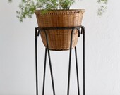 Vintage midcentury metal wire plant stand iron pot holder indoor houseplant stand