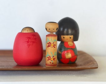 Vintage Japanese Kokeshi dolls | handmade wooden | Sekiguchi Toa