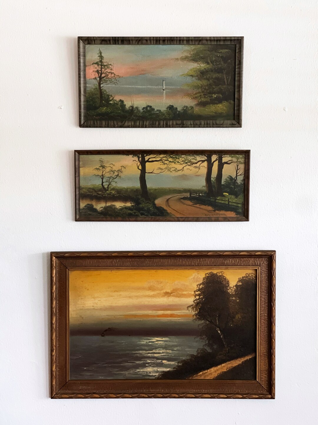 Vintage Wall Painting Water Landscape Framed Dark and Etsy