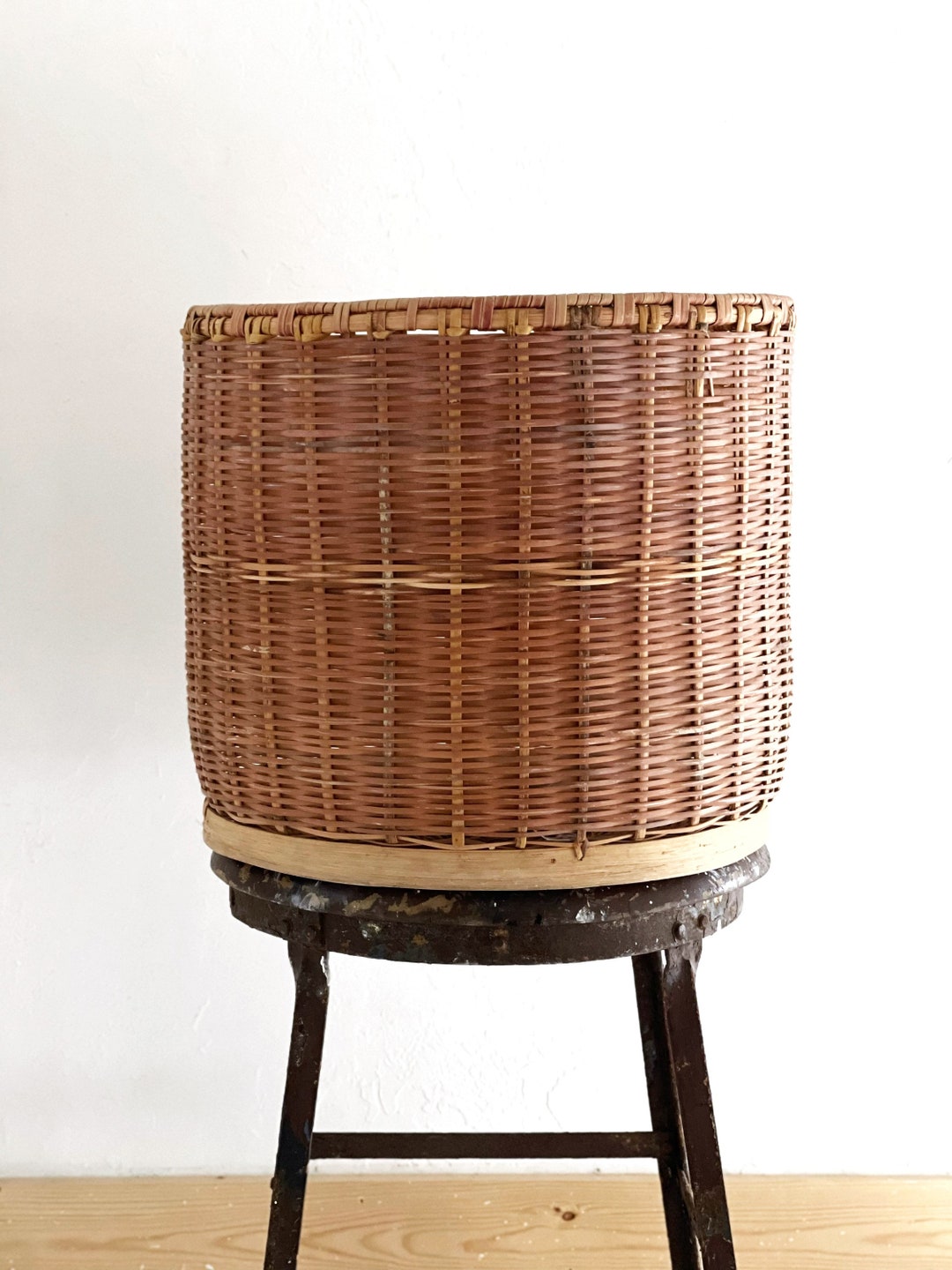 Vintage Large Bamboo Wicker Houseplant Basket Rattan Planter Etsy