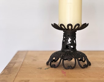 Vintage iron candleholder | gothic | Victorian | black candle holder | pillar