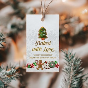 Sweet Christmas Favor Tags Template: Editable Baked With Love Tags (Digital Download)