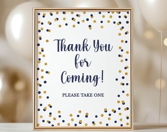 Navy & Gold Thank You for Coming Favor Sign Template, Self-Edit, NG2