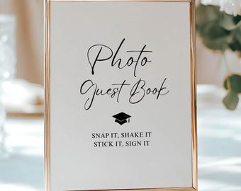 Libro de firmas minimalista para fotos de graduación, descarga instantánea, MGR