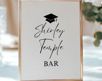 Letrero minimalista para fiesta de graduación de Shirley Temple Bar, descarga digital, MGR