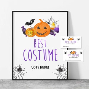 Halloween Best Kostüm Vote hier Schild & Tickets, Gruselige Halloween Party, INSTANT DOWNLOAD, HPO