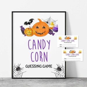 Halloween Candy Corn Guessing Game Schild & Tickets, Gruselige Halloween Party, SOFORTIGER DOWNLOAD, HPO