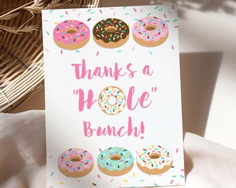 Thanks a Hole Bunch Sign Template, Pink Donut Sprinkle, Self-Edit, DOP