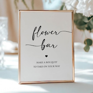 Flower Bar Make a Bouquet Bridal Shower Sign, Minimalist Shower Table Sign, 2 Sizes, INSTANT DOWNLOAD, BWM
