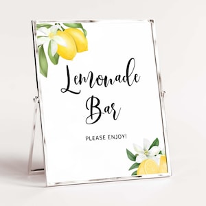 Lemonade Bar Sign: Lemon Citrus Party Decor (Instant Download, 5x7 & 8x10 inches)