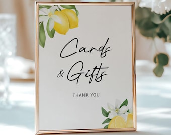 Lemon Citrus Cards & Gifts Table Sign Template, Self-Edit