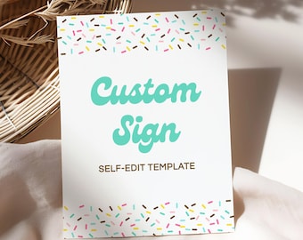 Sprinkles Custom Shower Table Sign Template, Self-Edit, SPR